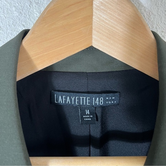 LAFAYETTE 148 Double Breasted Dark Olive Wool Blazer - Picture 7 of 9